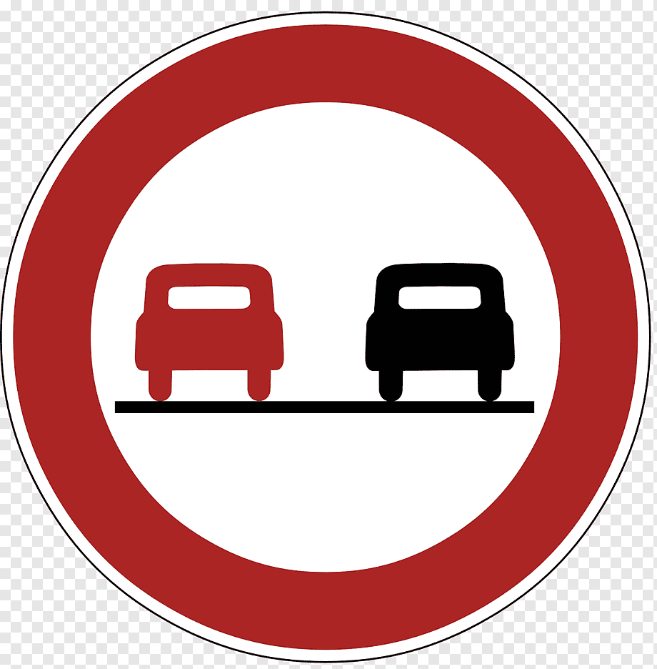 Дорожный знак обгон запрещен на желтом фоне