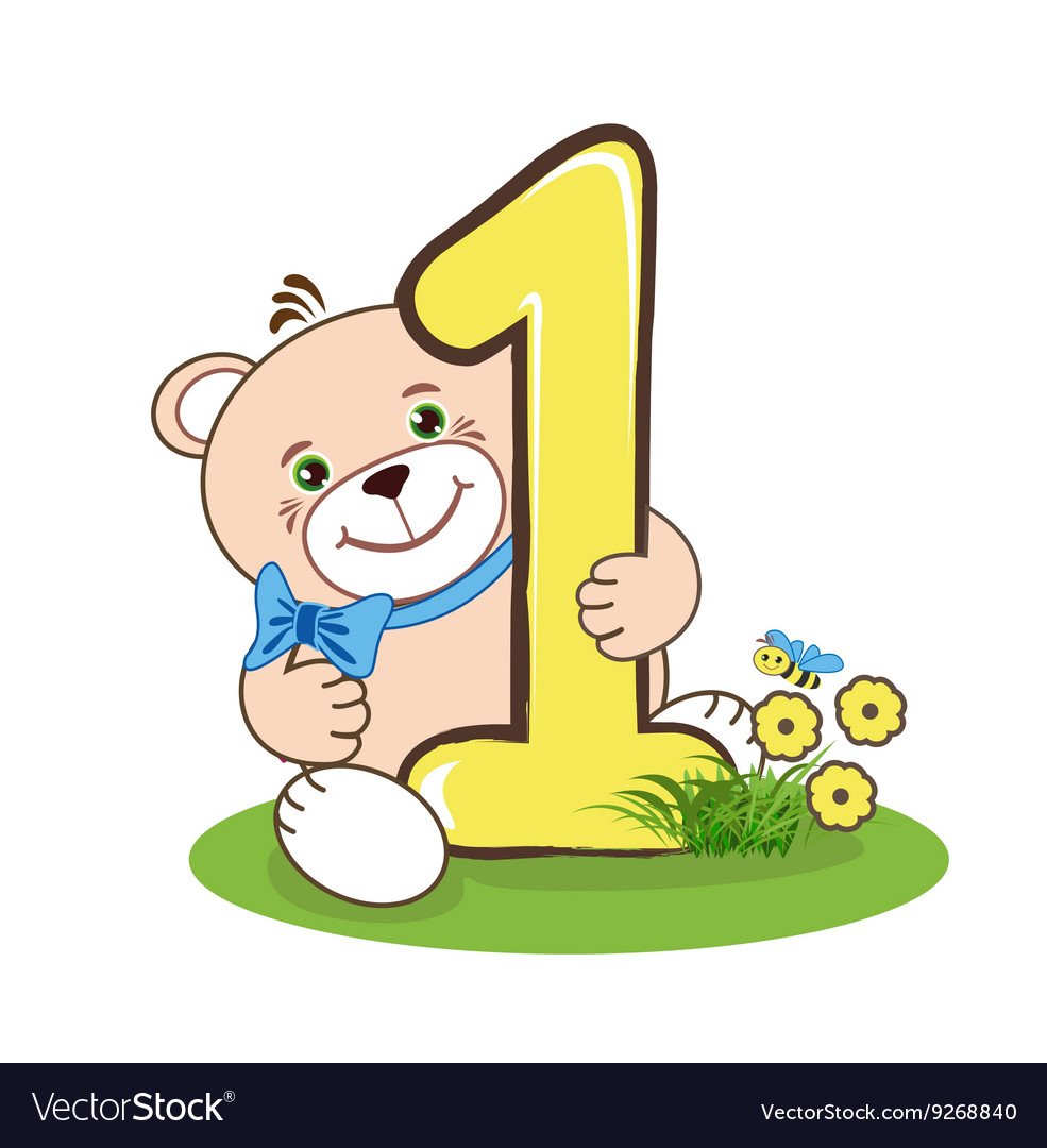 Медвежонок с цифрой 1