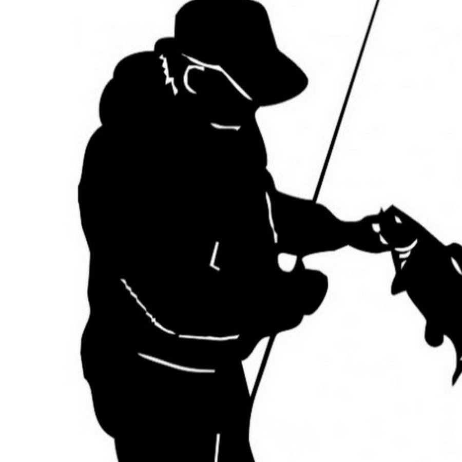 Силуэт рыбака с удочкой