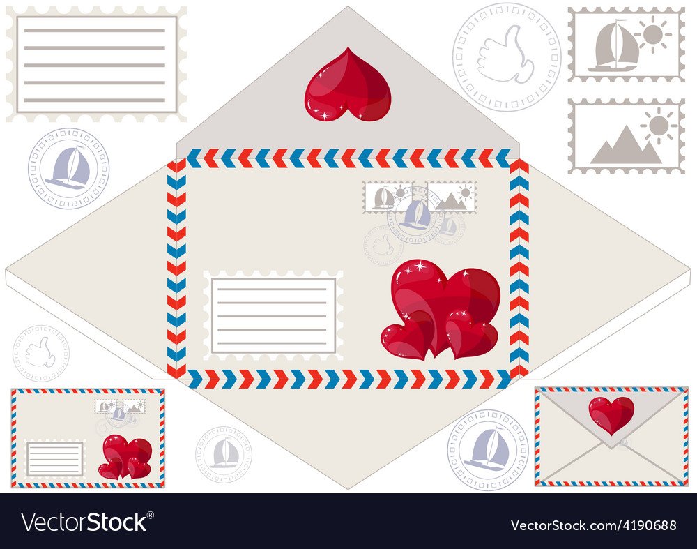 Распечатки конвертов сердечком