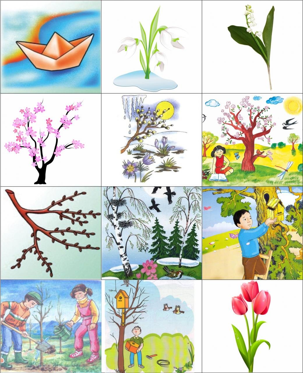 Обучающие карточки времена года