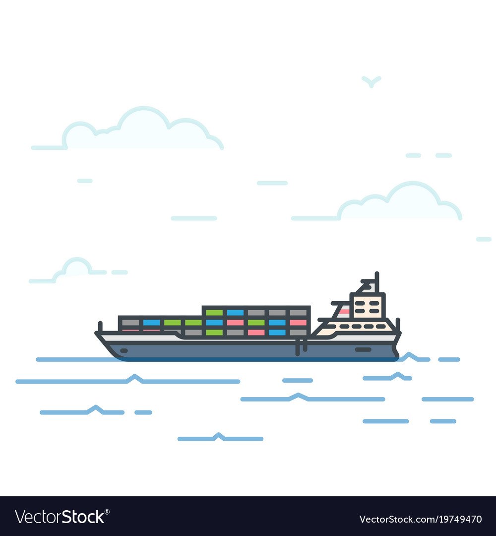 Баржа в море вектор