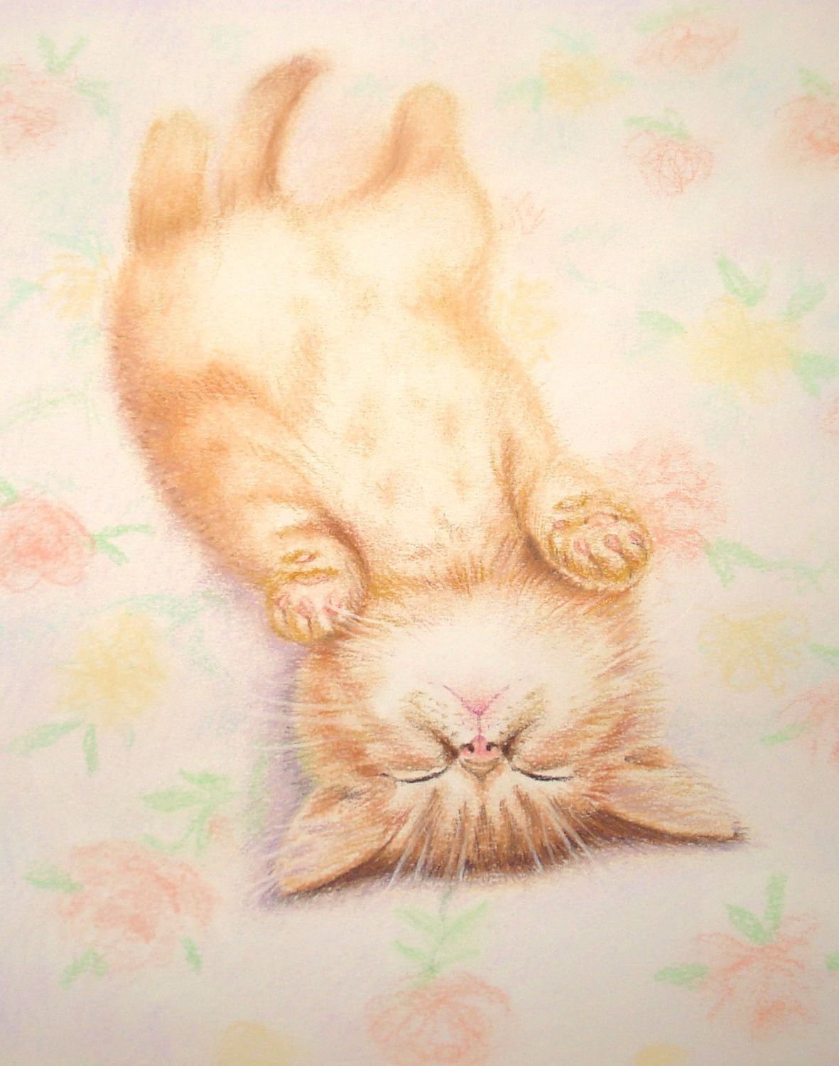 Спящий котенок живопись