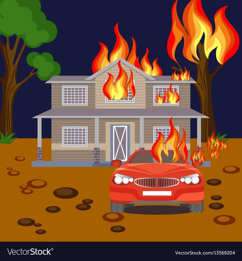 Горящий дом мультяшный