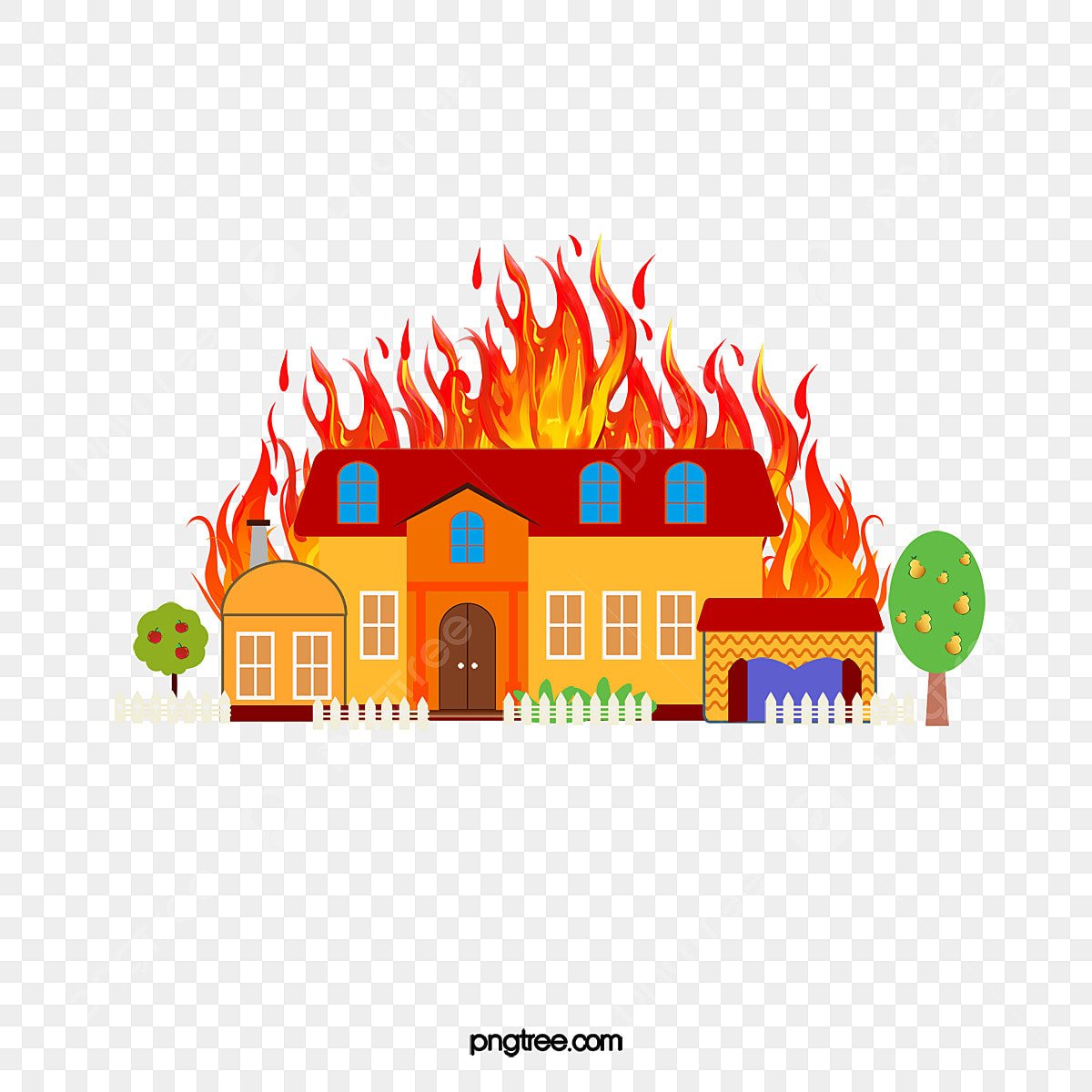 Эскиз горящего дома