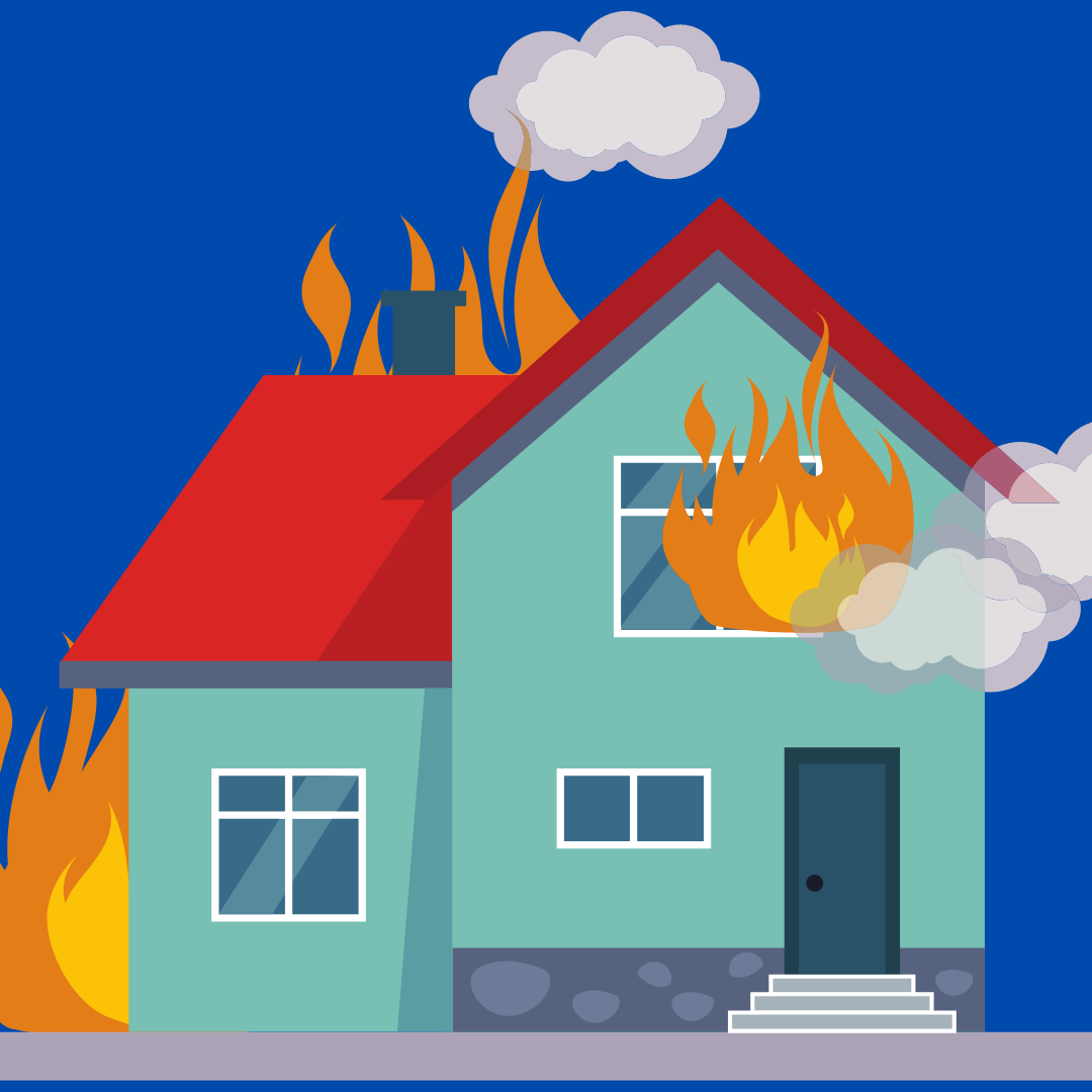 Пожарная машина тушит дом для детей