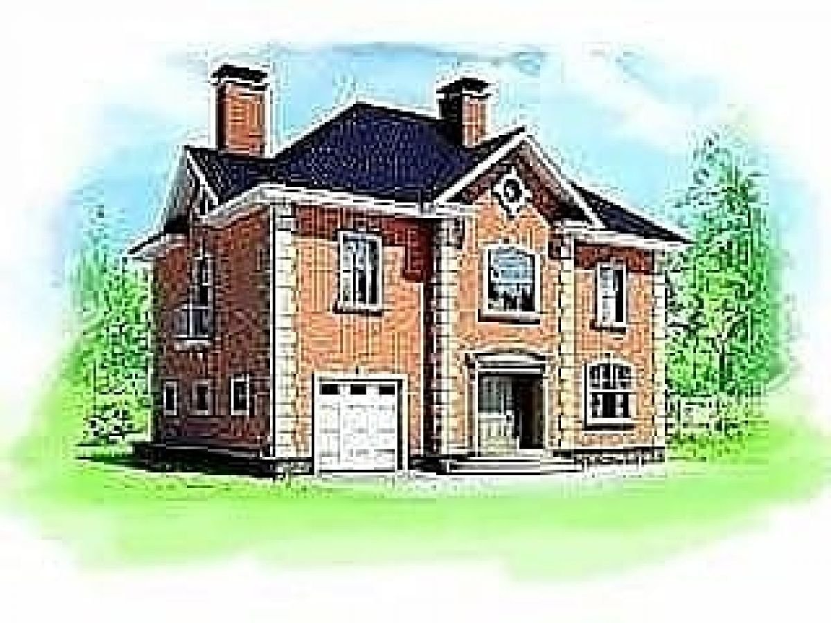 Кирпичный дом на белом фоне