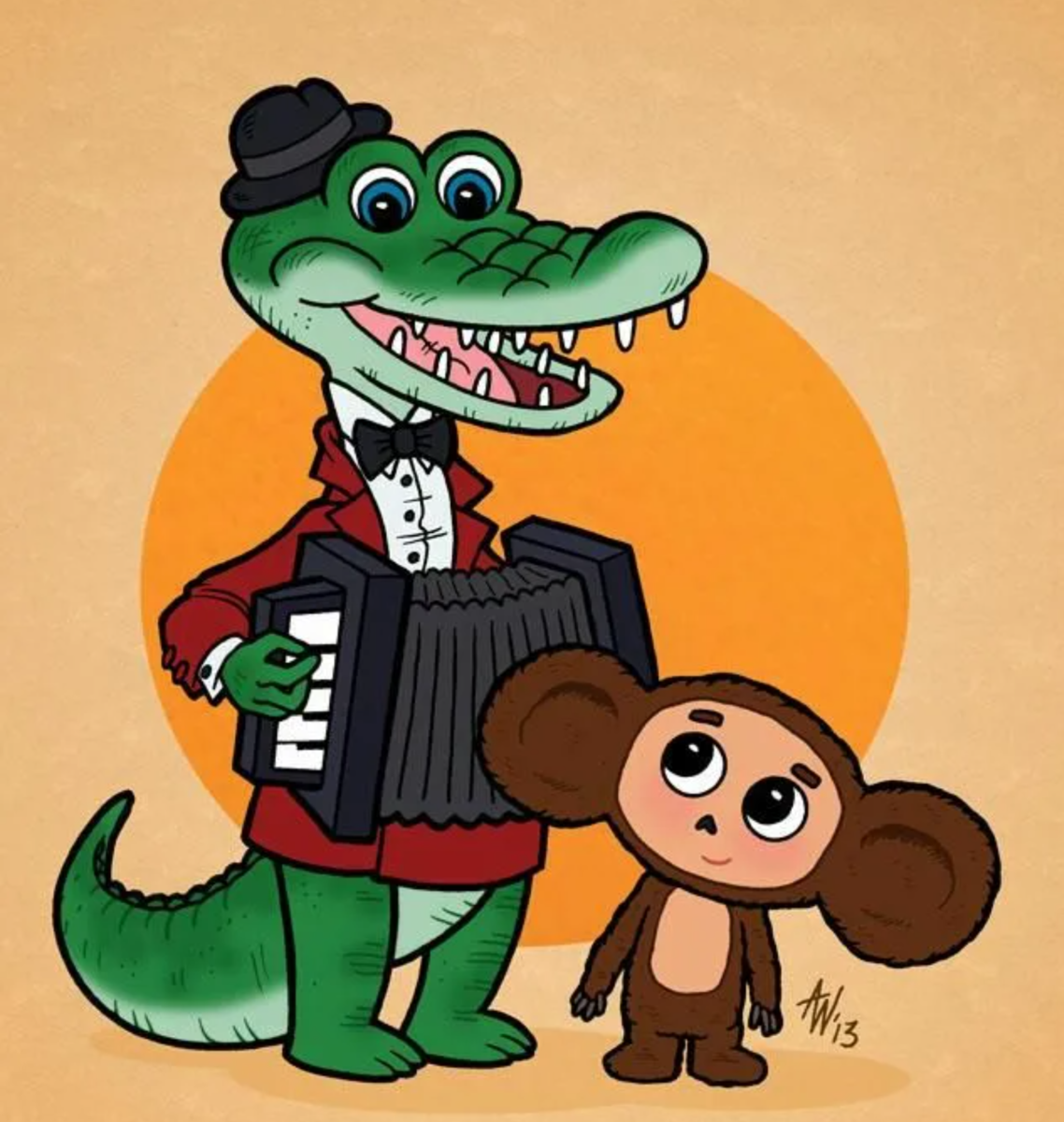 Чебурашка и крокодил Гена арт