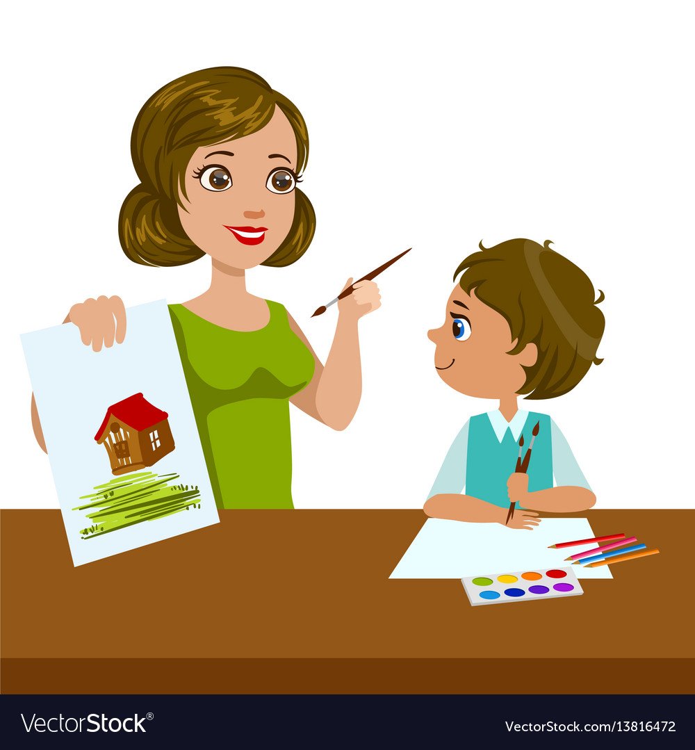 Учитель нарисованный учит