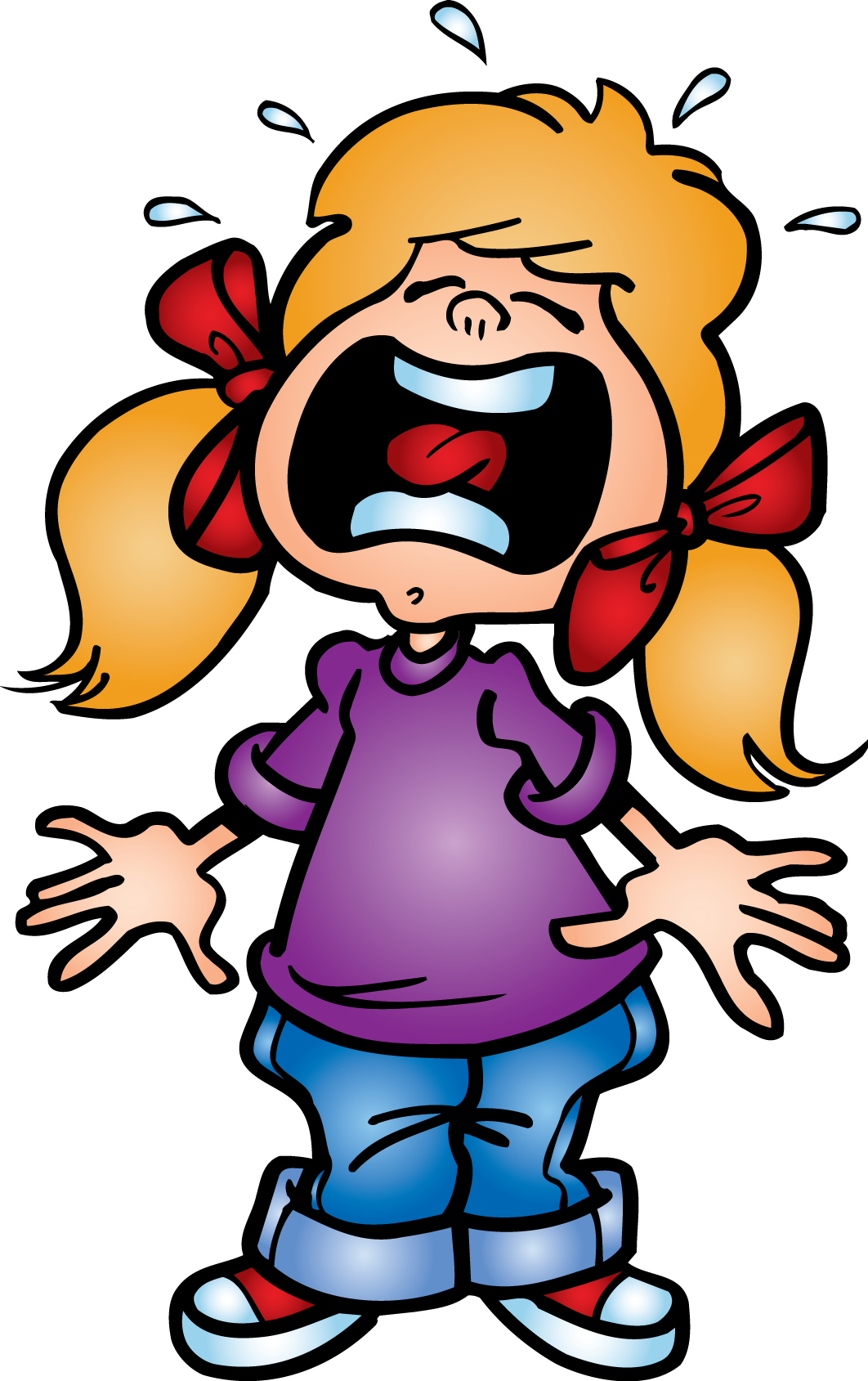 Девочка плачет на белом фоне