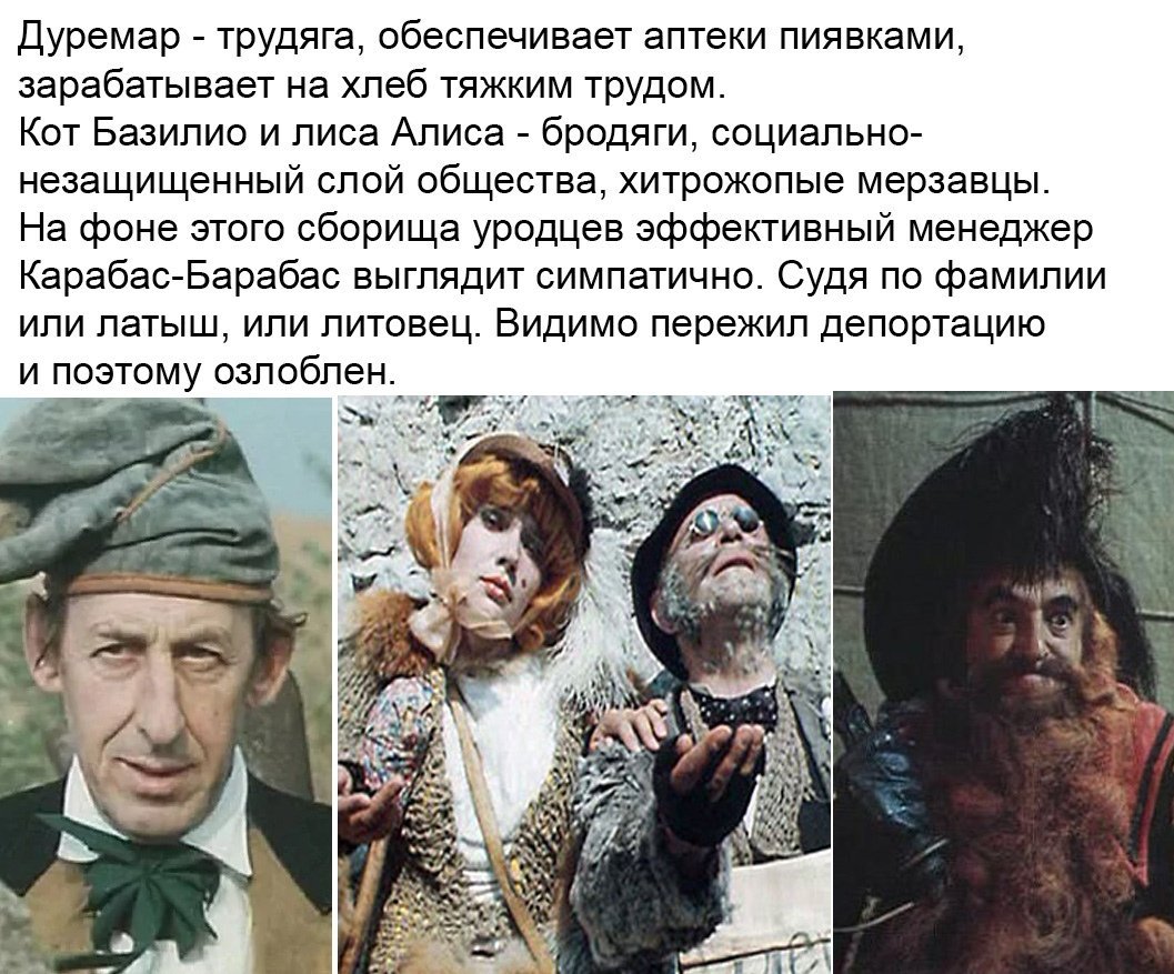 Буратино лиса Алиса и кот Базилио