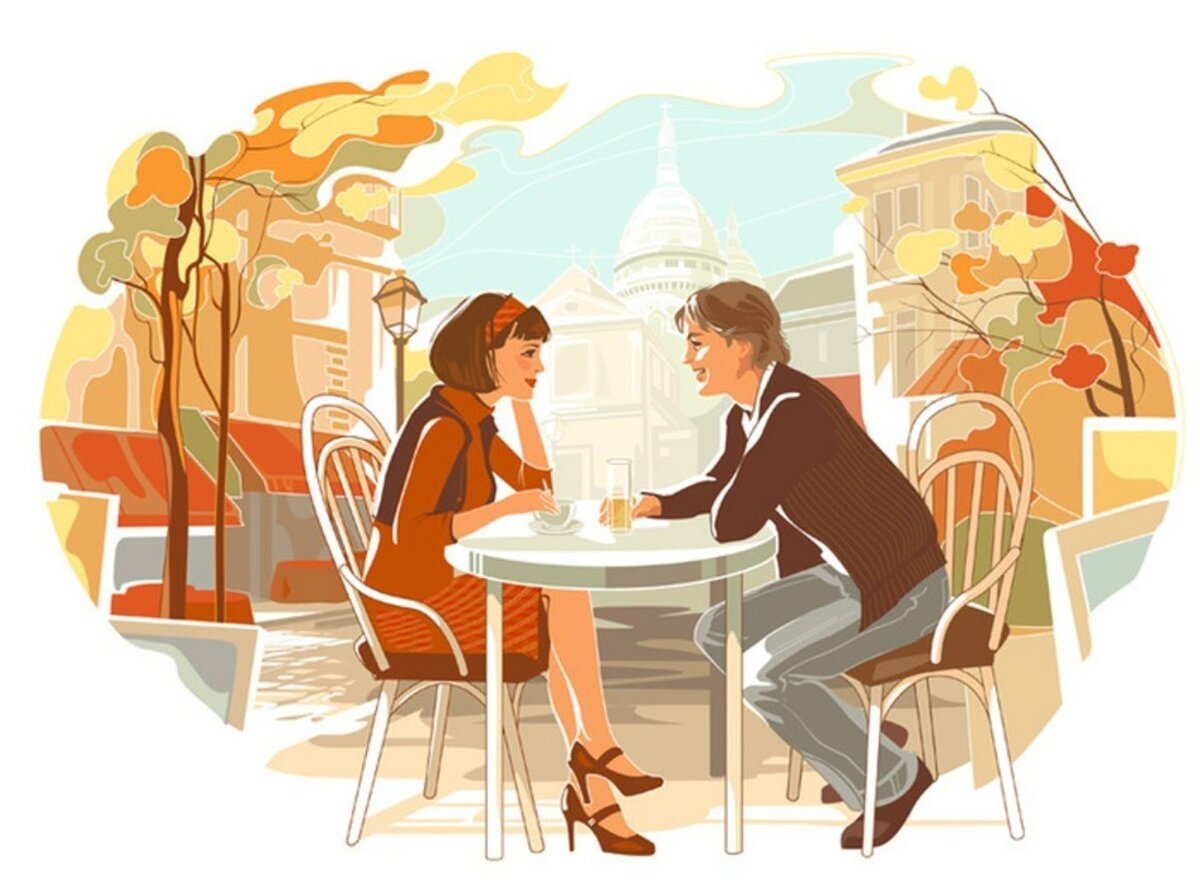 Люди за столиком в кафе