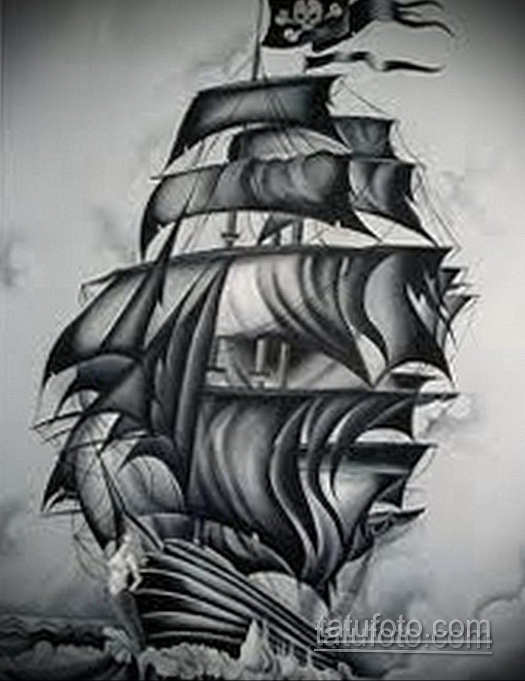 Тату корабль призрак эскиз