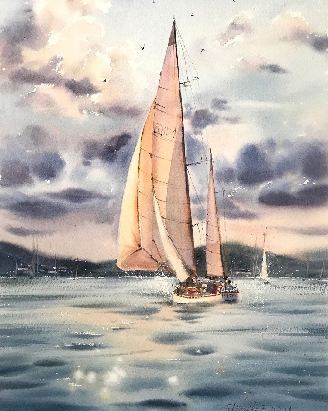 Евгения горбачёва акварели яхта