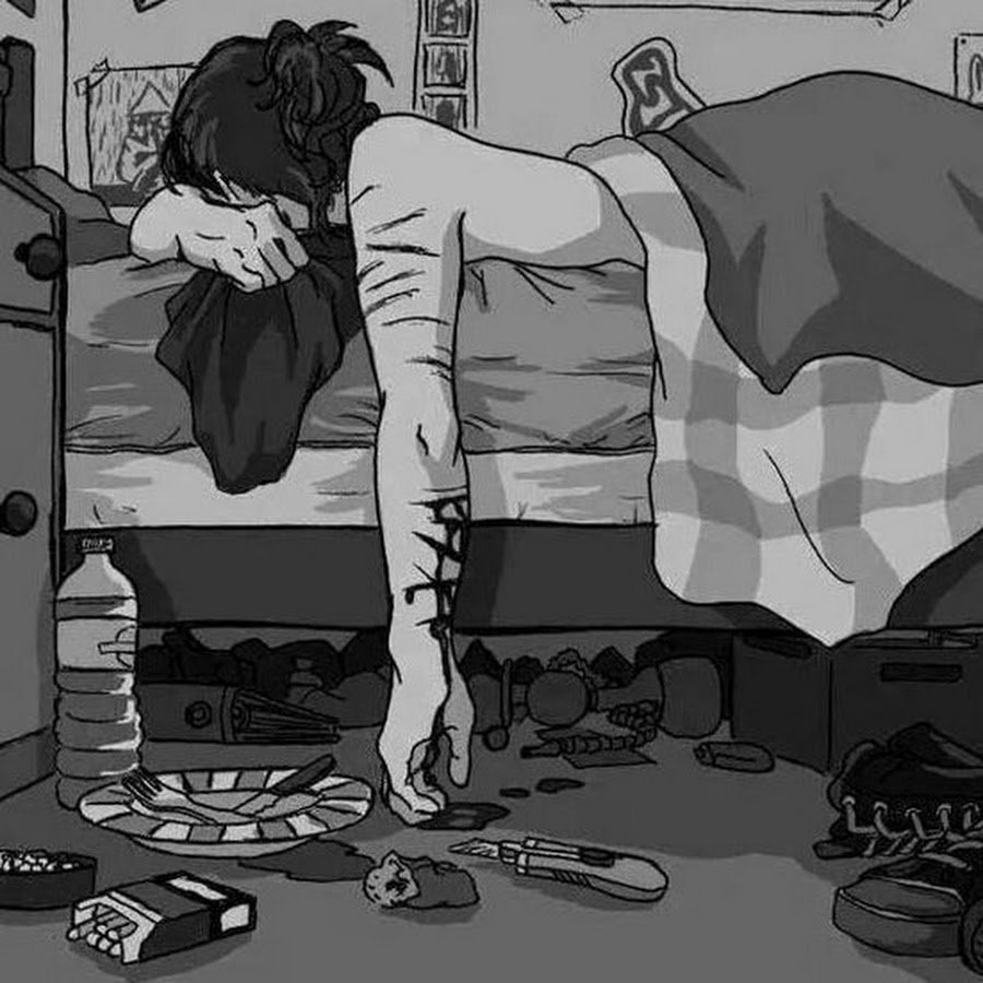 Гриб с ножом арт