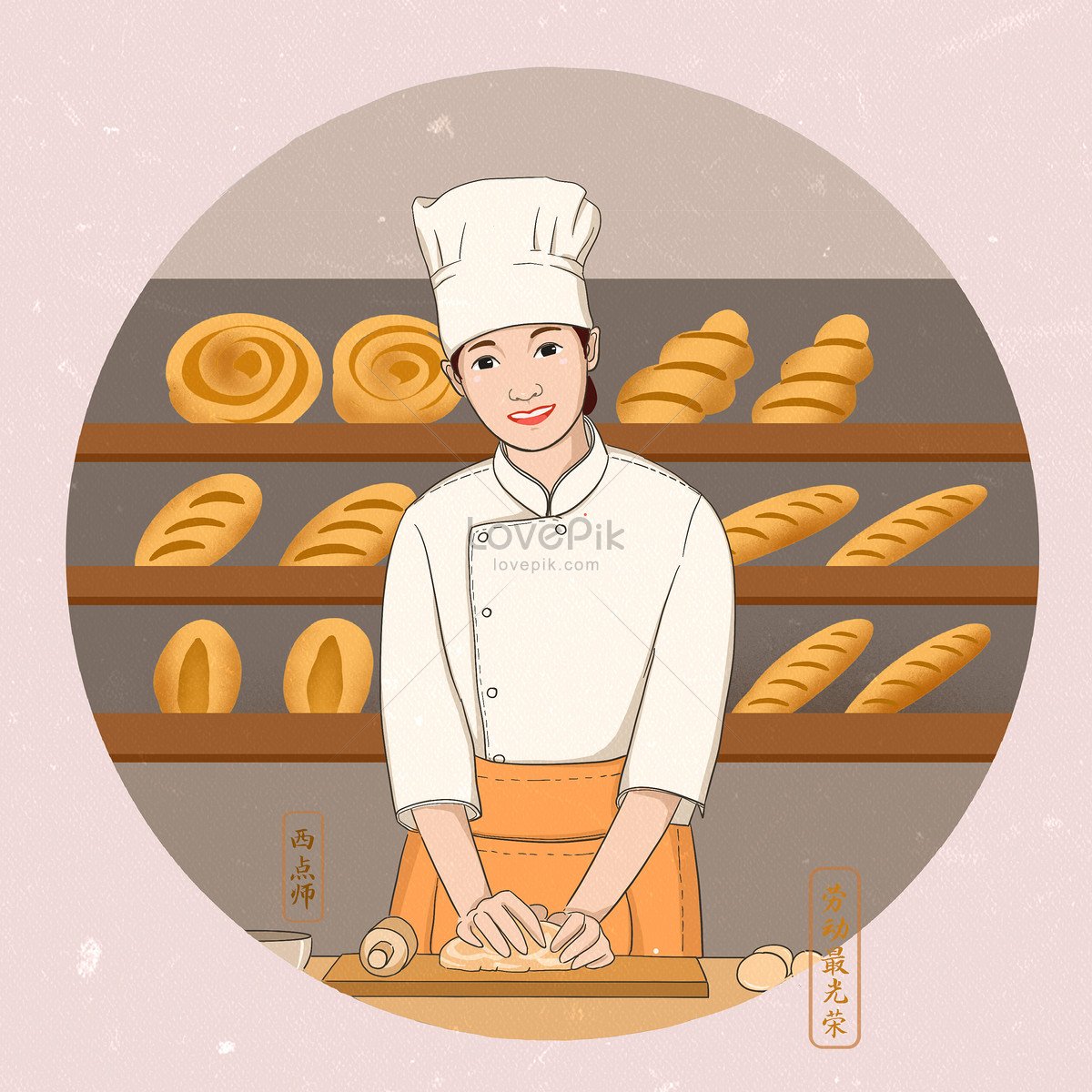 Повар в пекарне макеты