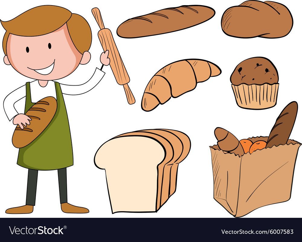 Рисунок пекаря с хлебом