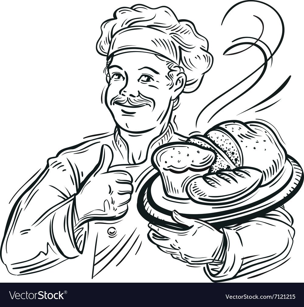 Повар с блюдом вектор