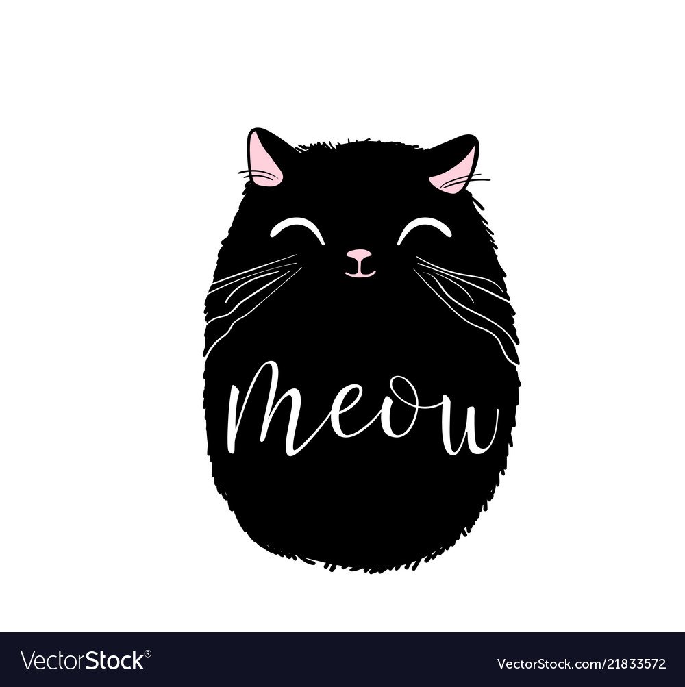 Леттеринг в силуэтах кошка