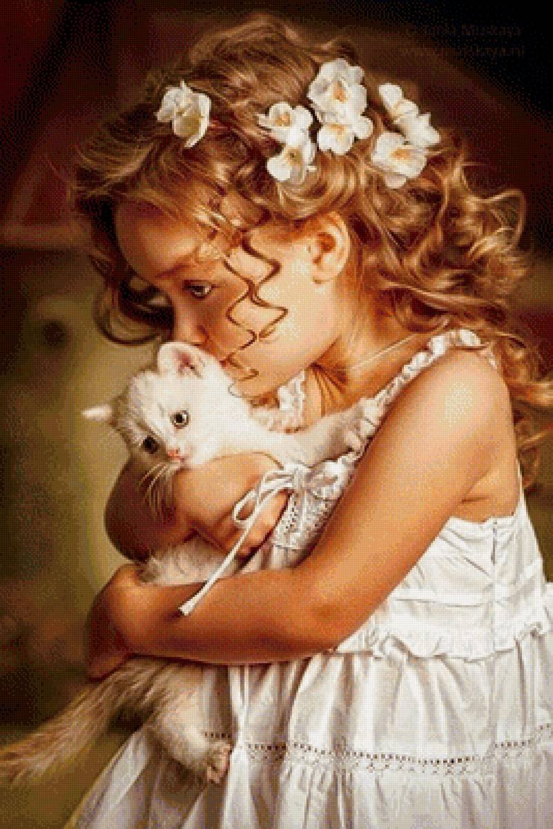 Девочка с котятами