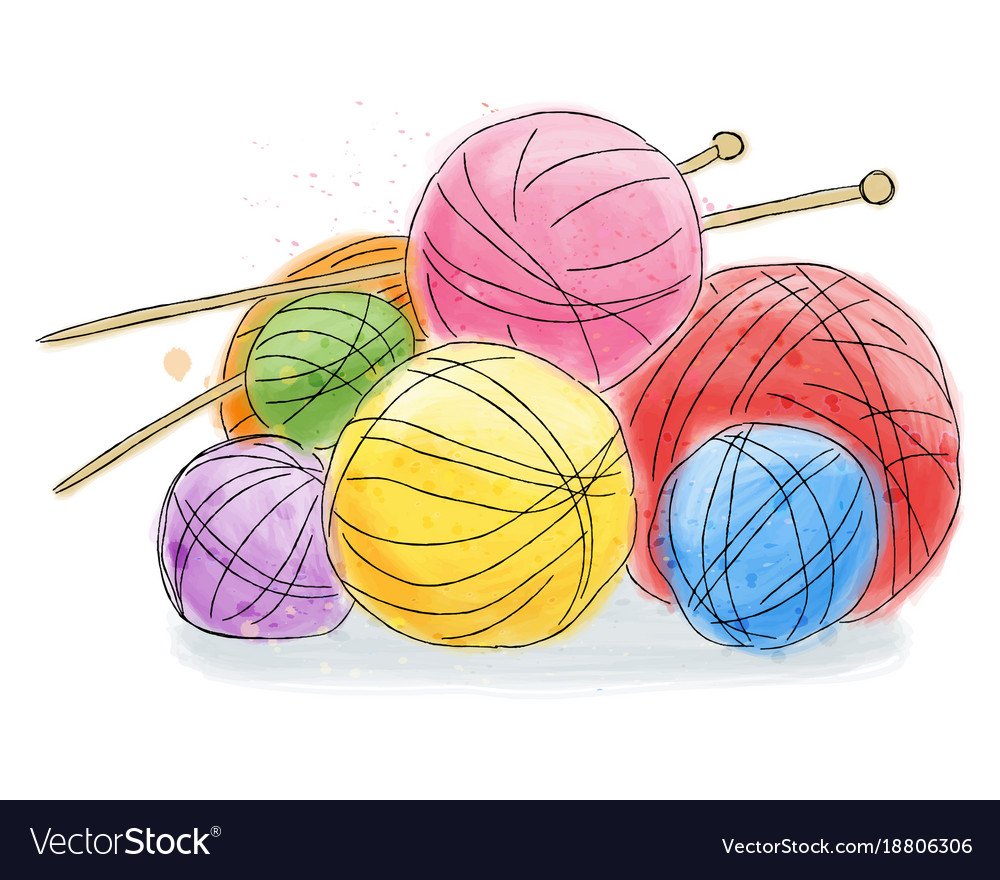 Моток ниток акварель