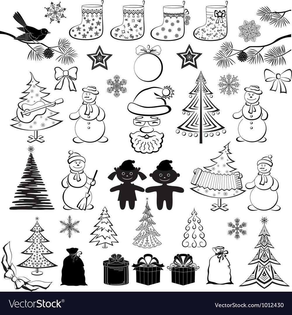 Новогодние силуэты контуры