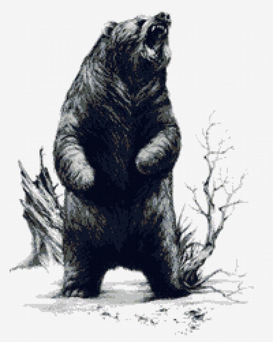 Медведь в стойке эскиз