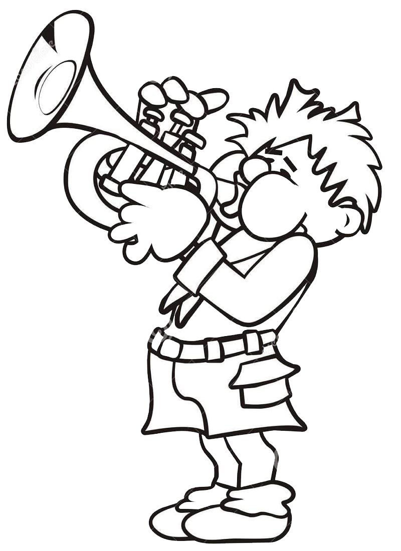 Нарисованные карандашом трубач