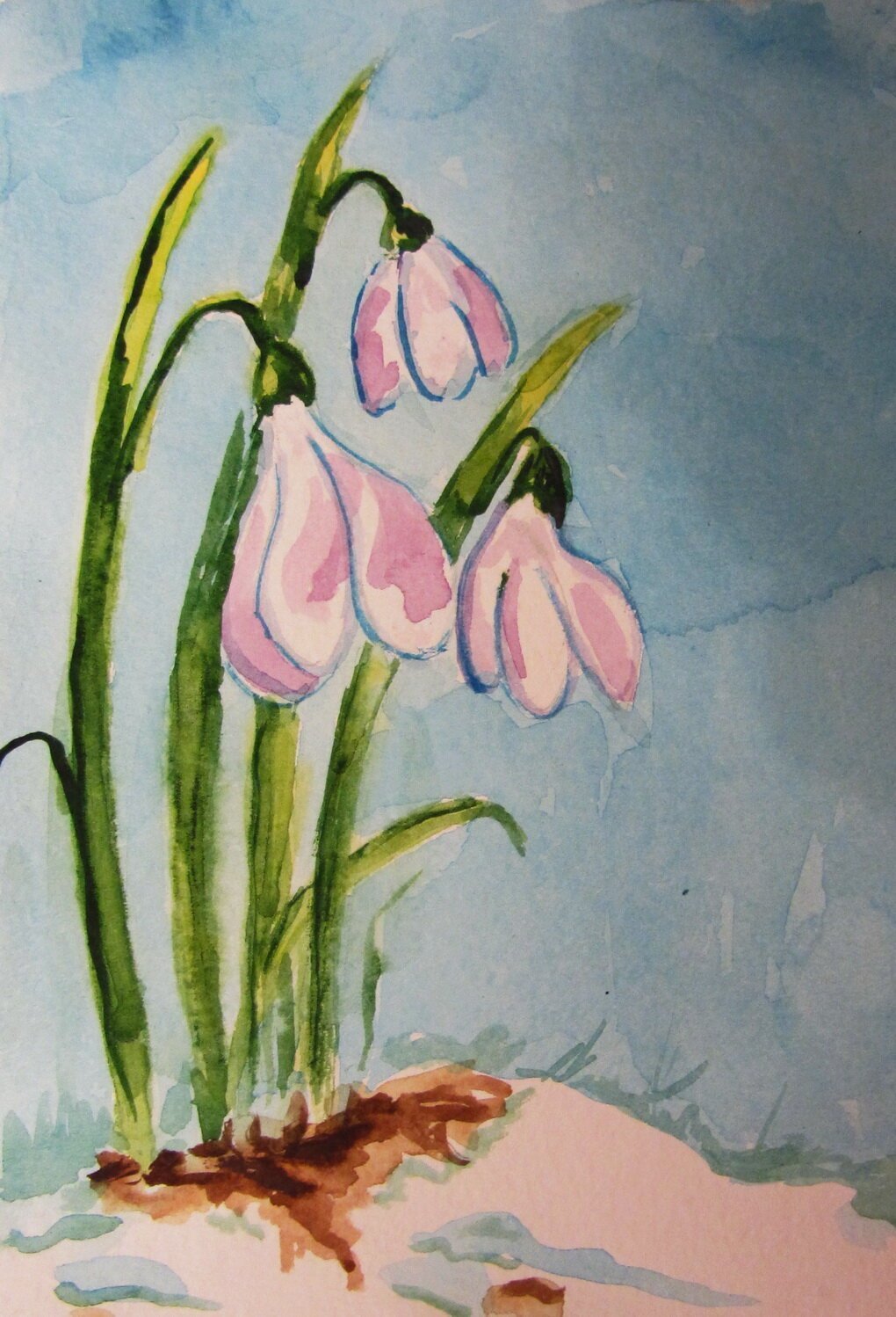 Первоцветы акварелью