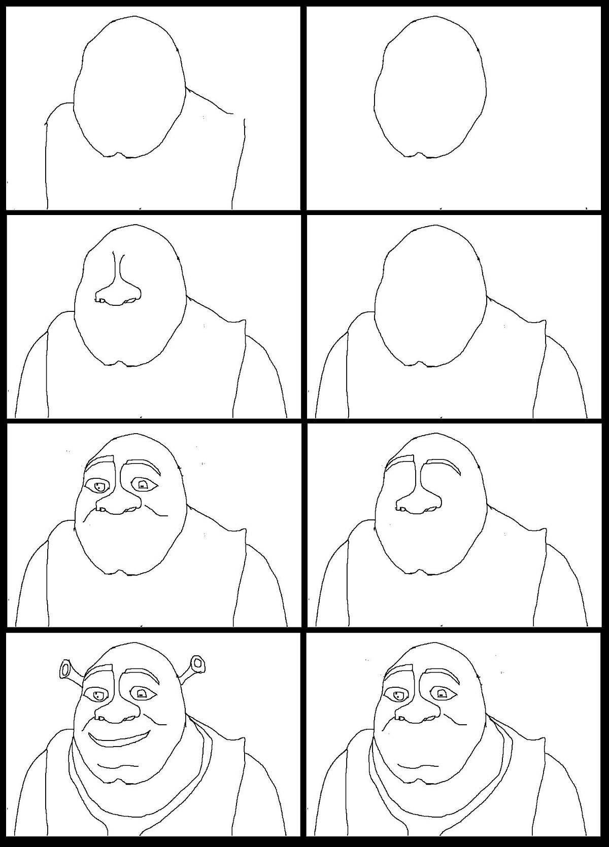 Шрек картинки раскраски