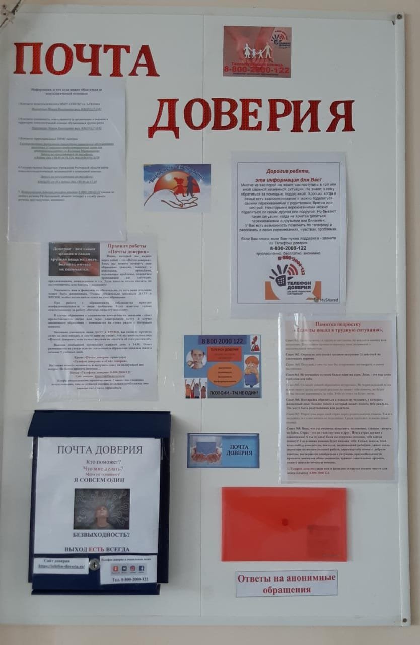 Табличка ящик доверия