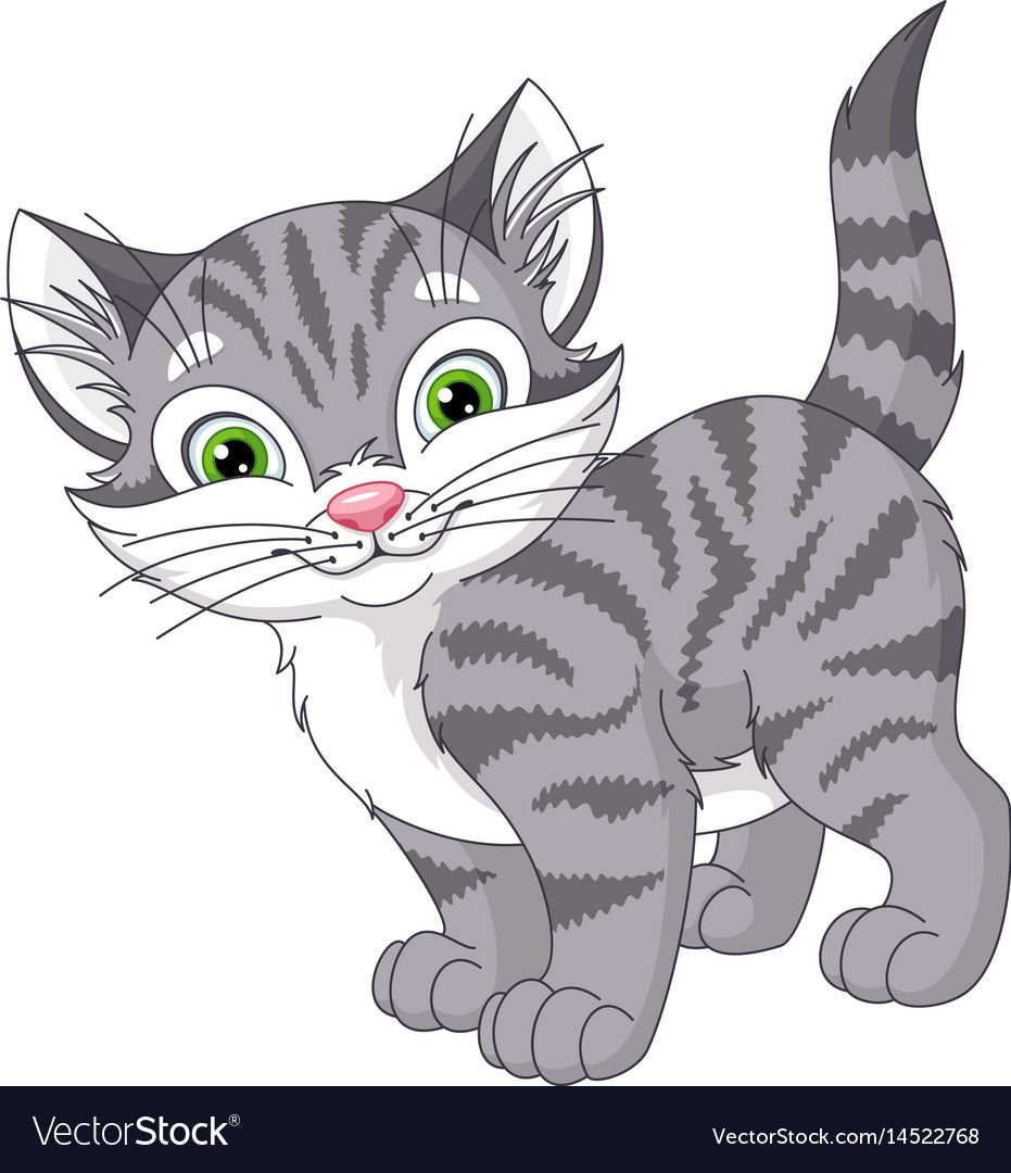 Полосатая кошка мультяшная