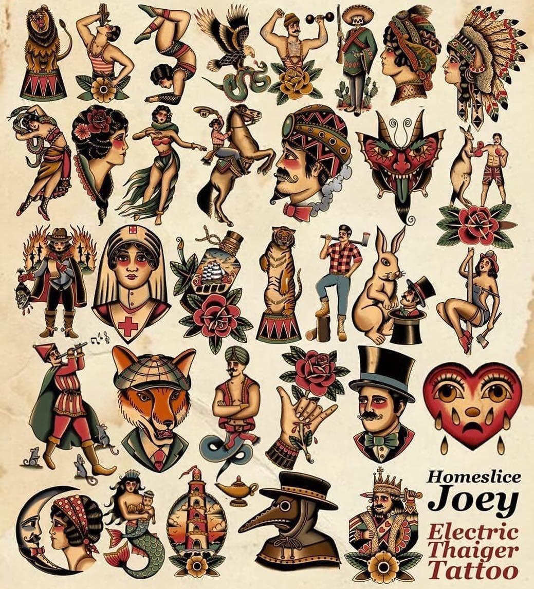 Эскизы тату в стиле ретро