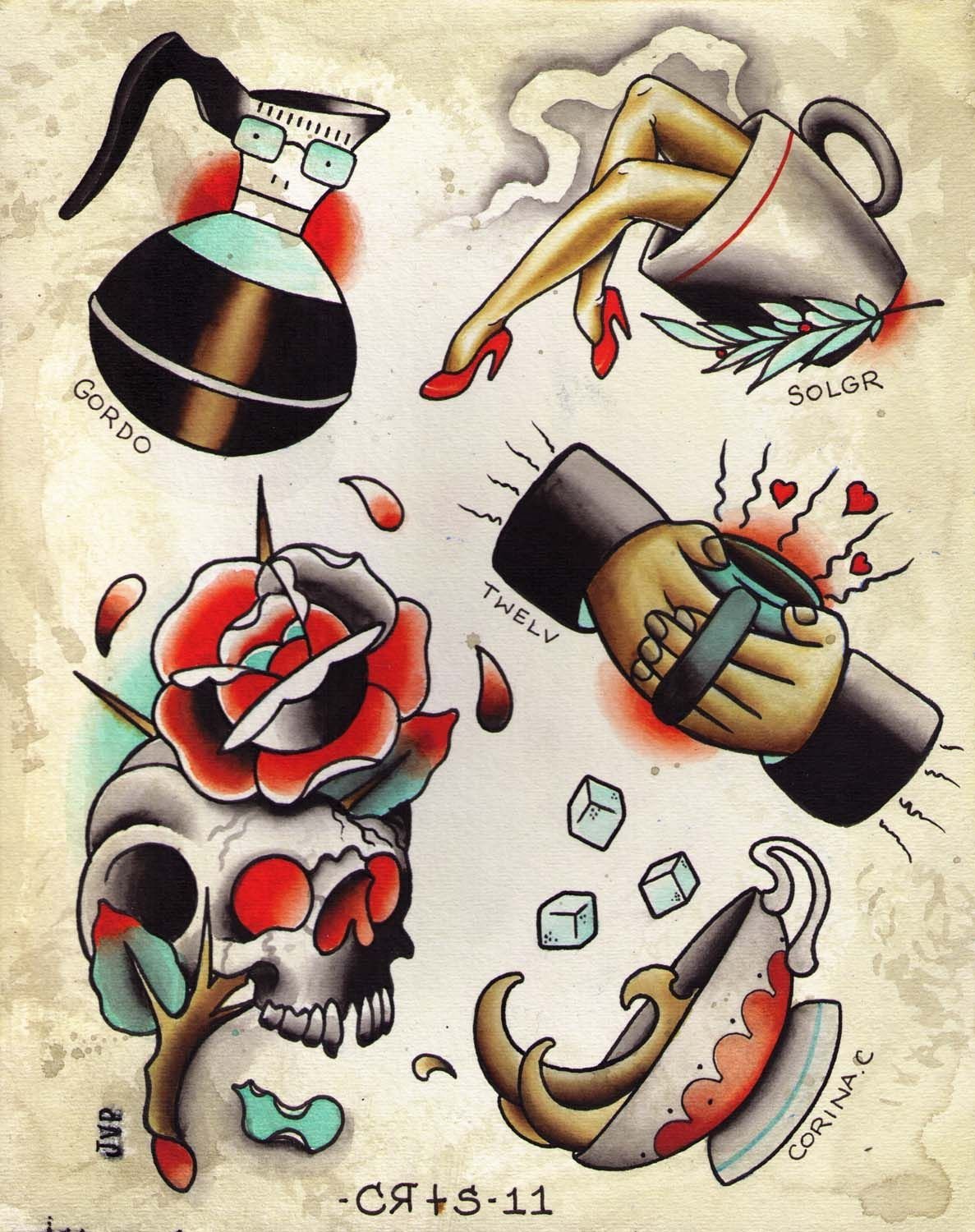 Кофе Олд скул тату