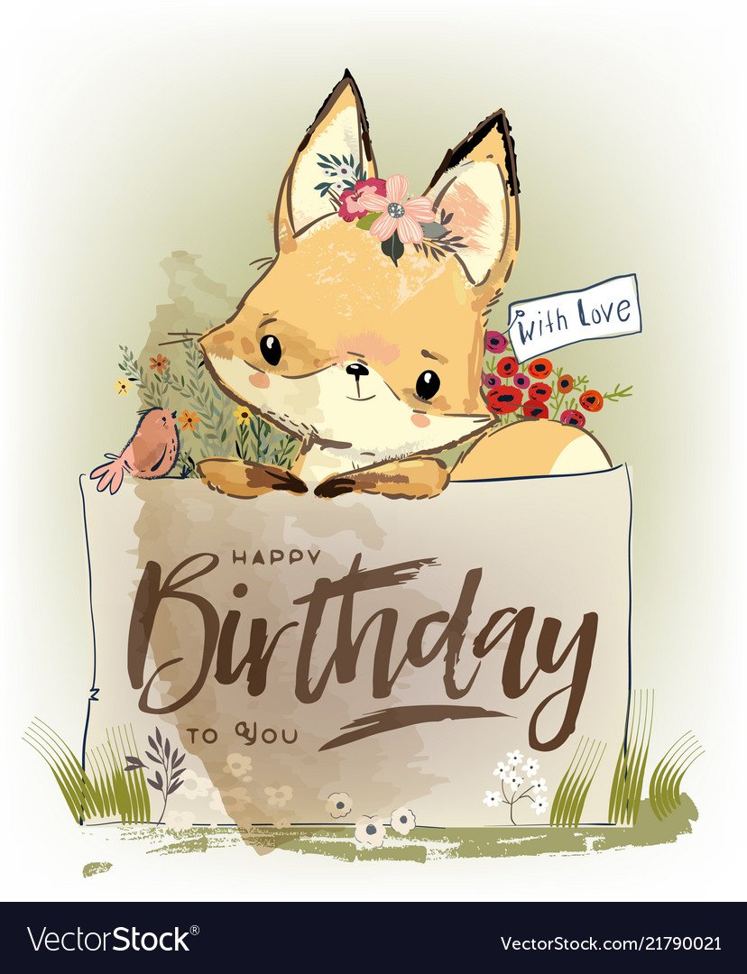 Открытка с лисенком