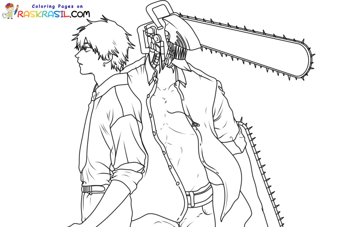 Человек бензопила раскраска