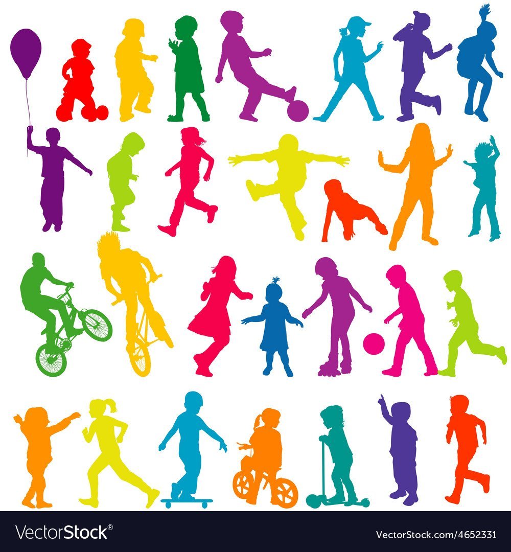 Силуэты детей цветные