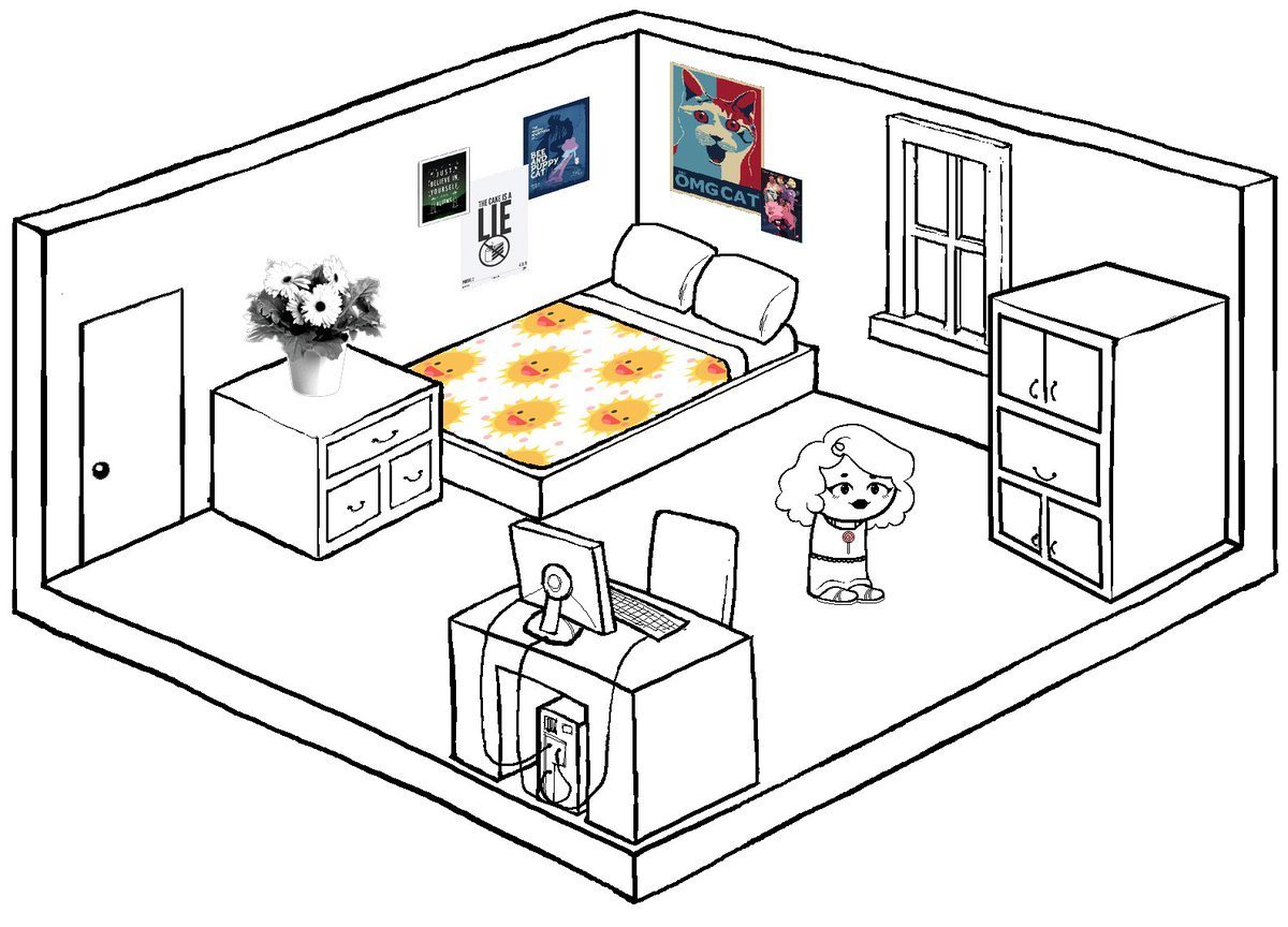 Нарисовать комнату с мебелью