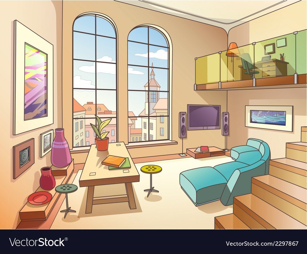 Мультяшная гостиная в доме