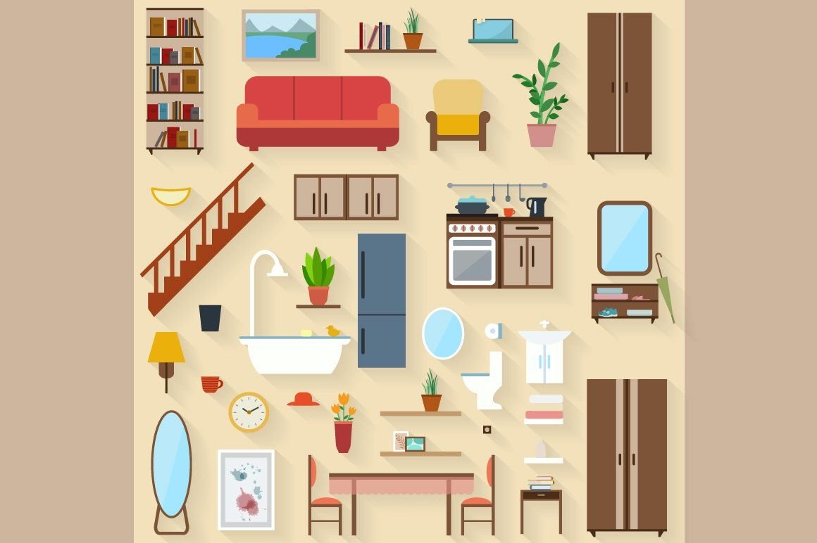 Наклейки предметы мебели