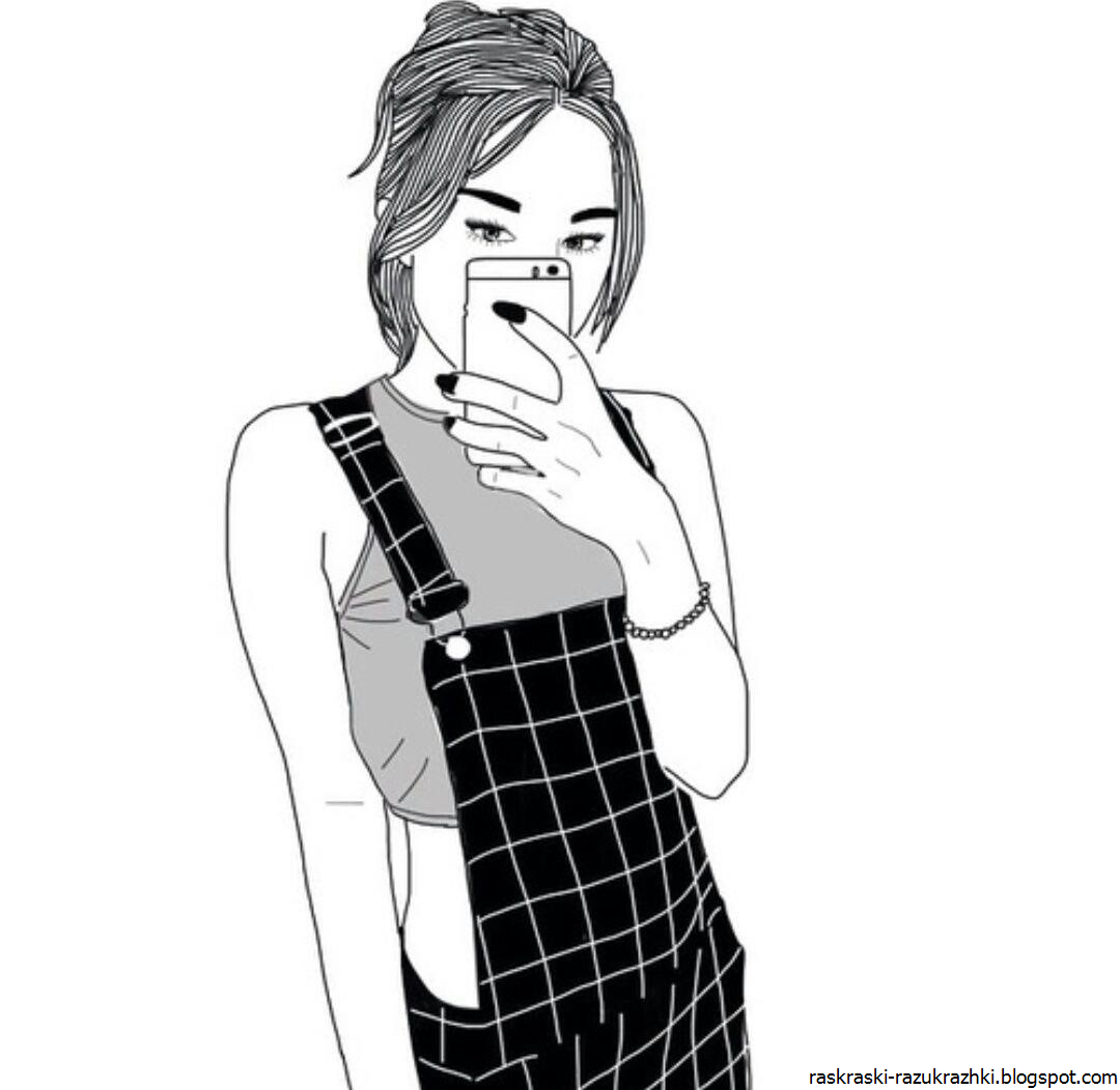 Рисунки для срисовки чб девочки