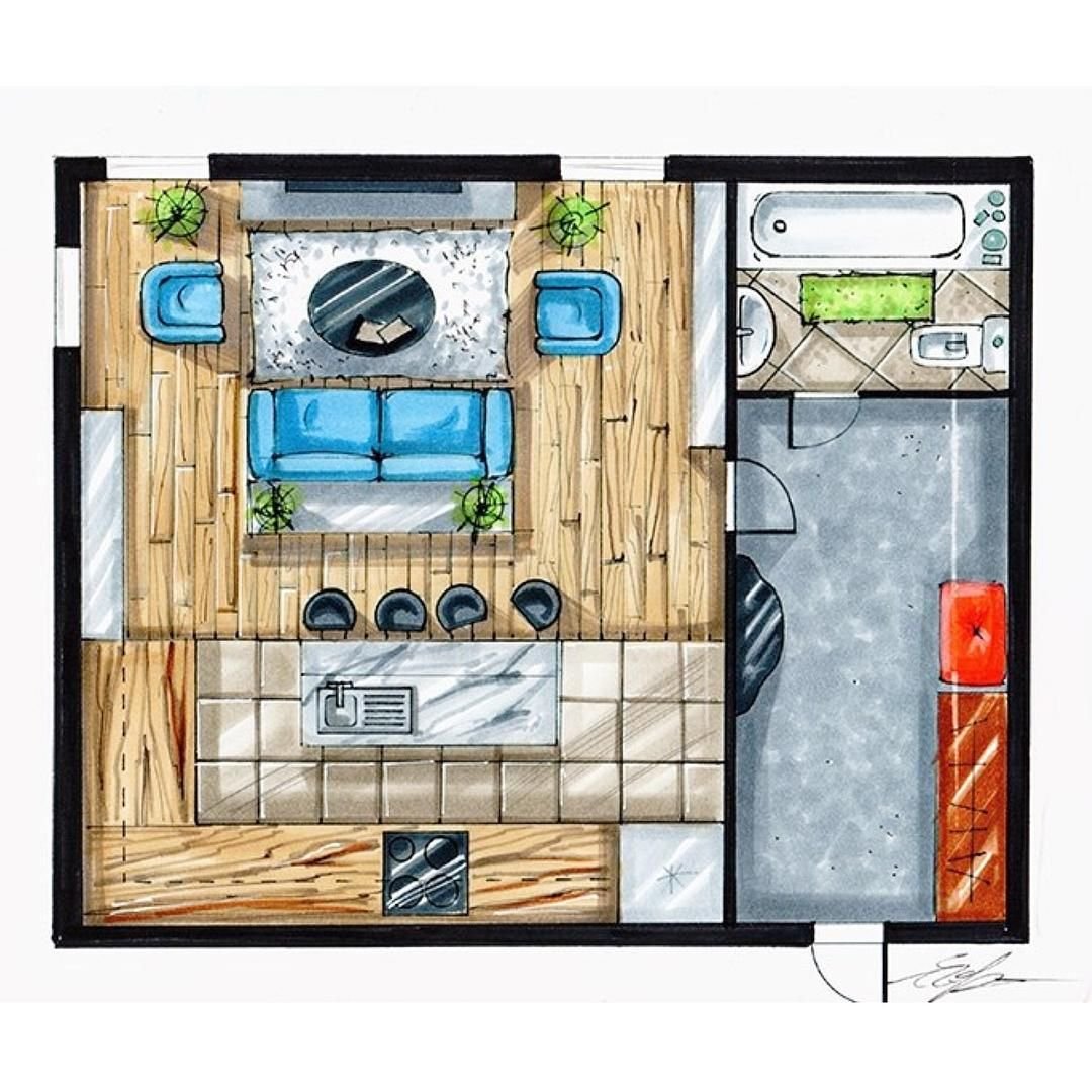 Интерьерный скетч планировка