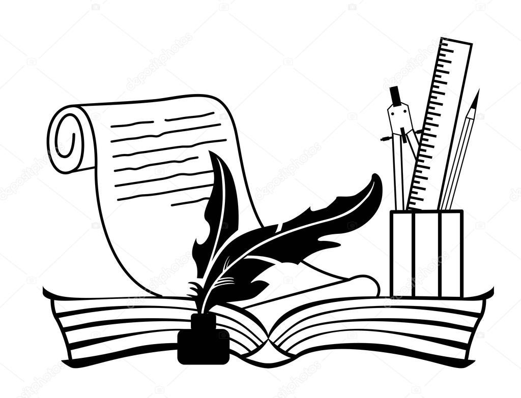 Школьная тематика рисунки черно белый