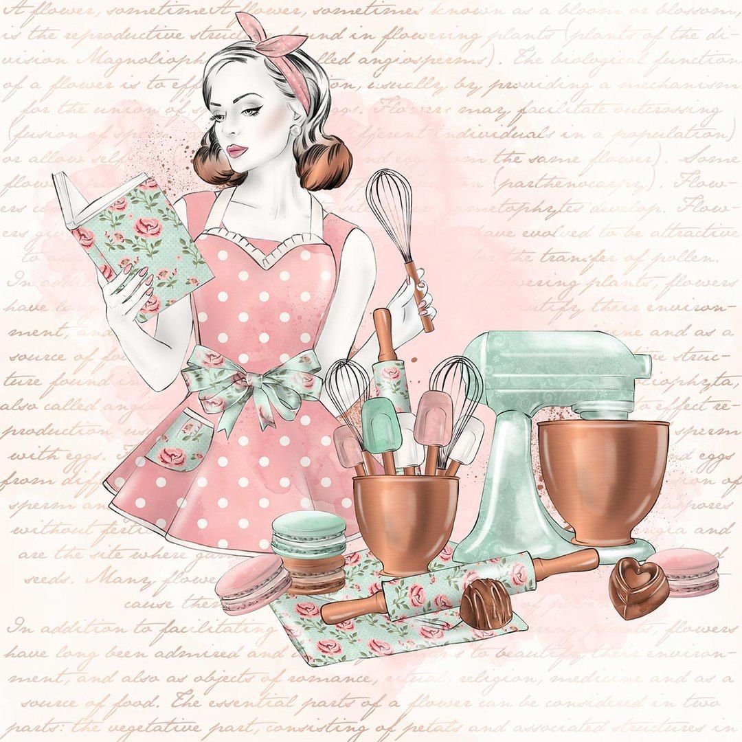 Нарисованная девушка повар