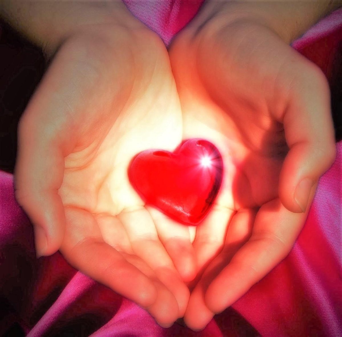 Открытка сердце в ладонях