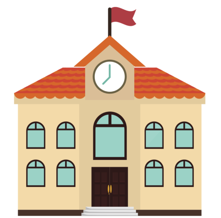 Здание школы на прозрачном фоне