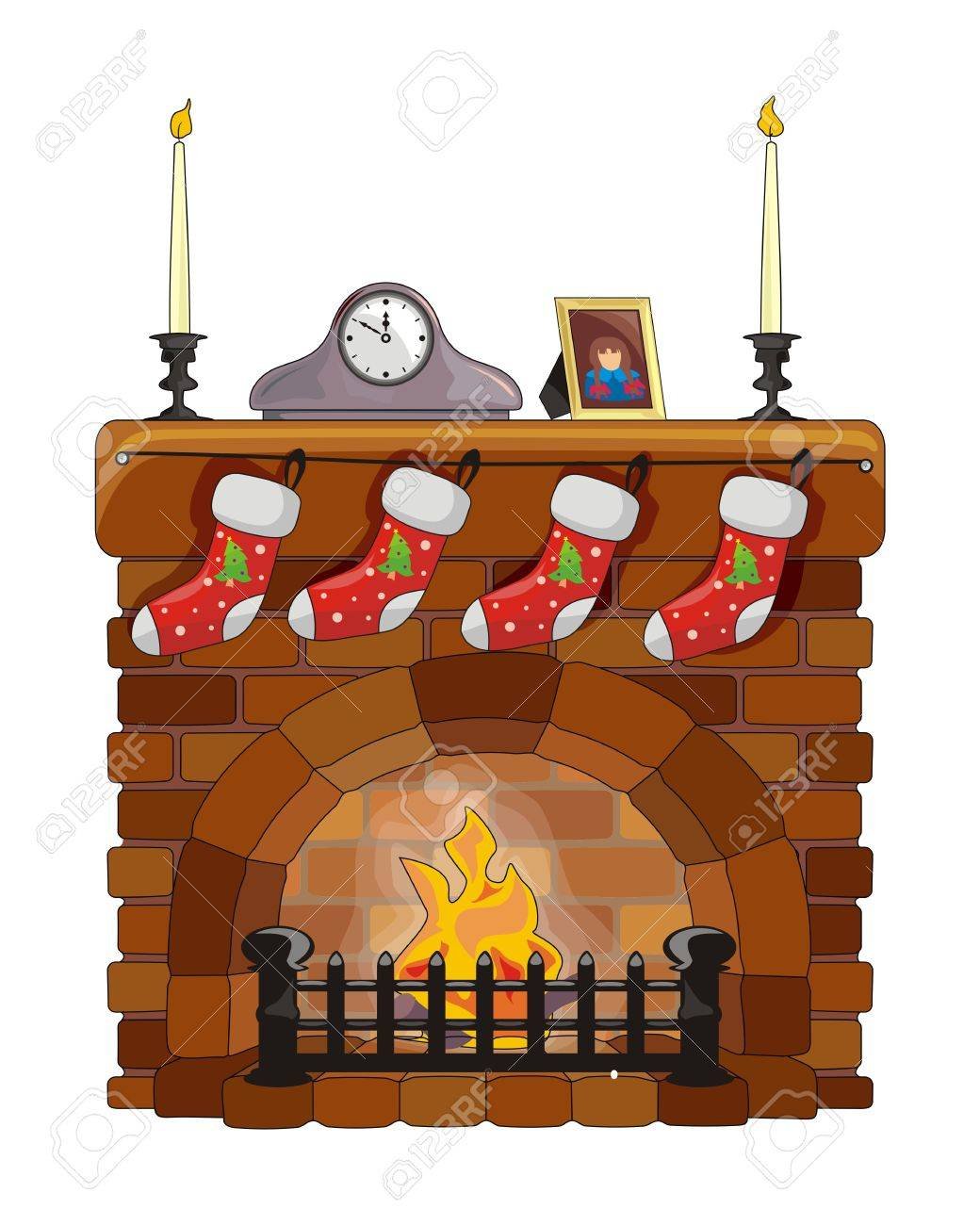 Камин рисунок на белом фоне