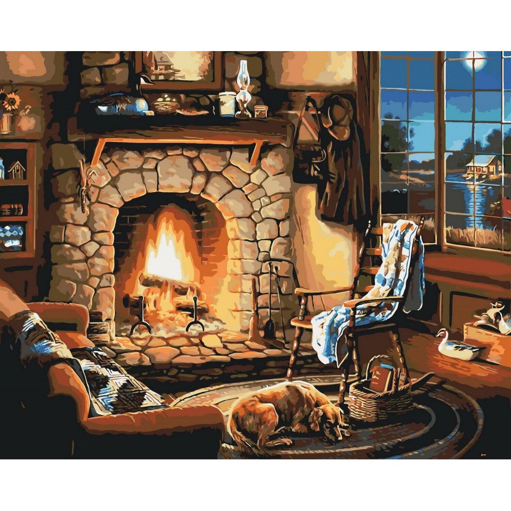 Плакат с изображением камина