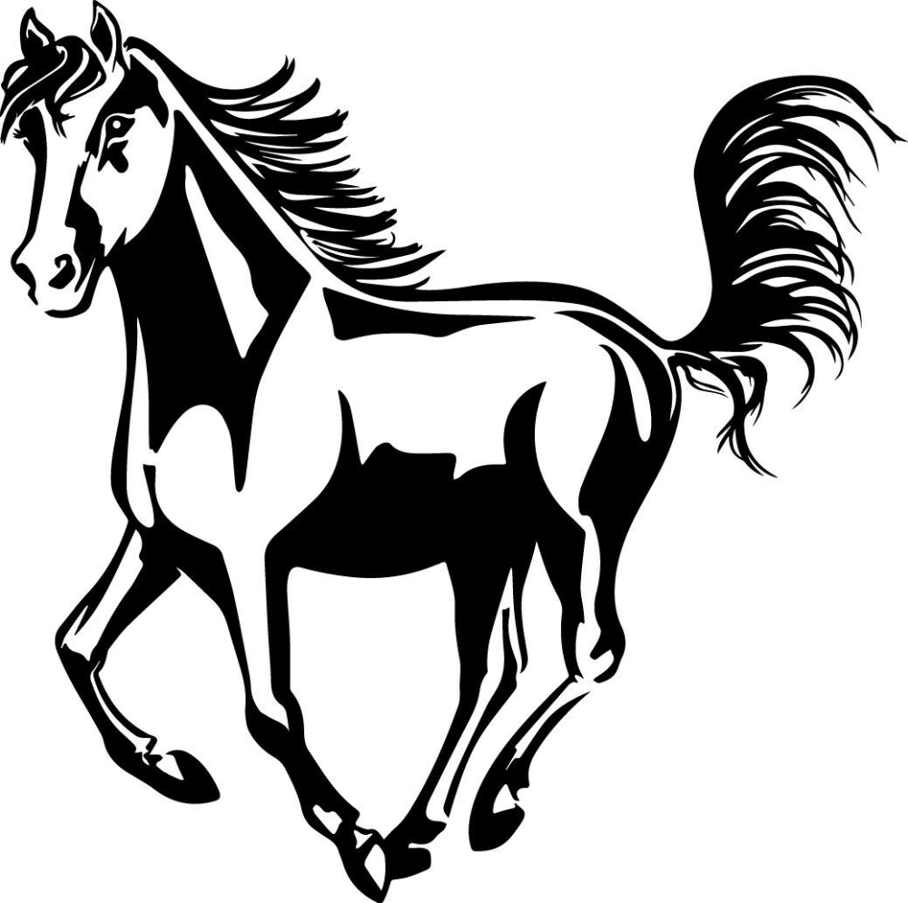 Лошадь вектор черно белый