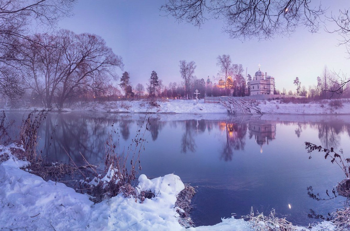 Истра зимняя река монастырь